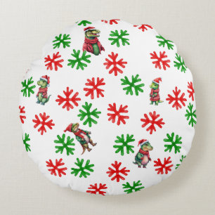 Coussins Ronds Dinosaur Père Noël Joyeux motif de Noël