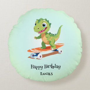 Coussins Ronds Dinosaure amusant Skateboard garçons de fête d'ann