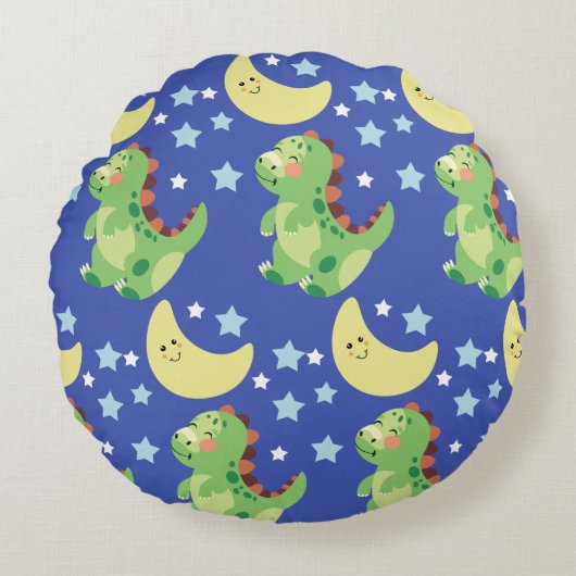 Coussins Ronds Dinosaure Bleu (Devant)