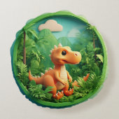Coussins Ronds Dinosaure de dessin en forêt de Bambou (Dos)
