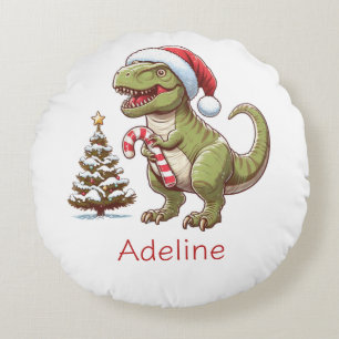 Coussins Ronds Dinosaure sucre de canne de Noël mignon