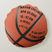 Coussins Ronds Disques personnalisés de naissance de stat de bébé (Dos)