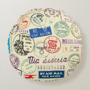 Coussins Ronds Document vintage : Collection de jeux d'horodatage