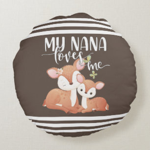 Coussins Ronds Doe et Fawn My Nana m'aime