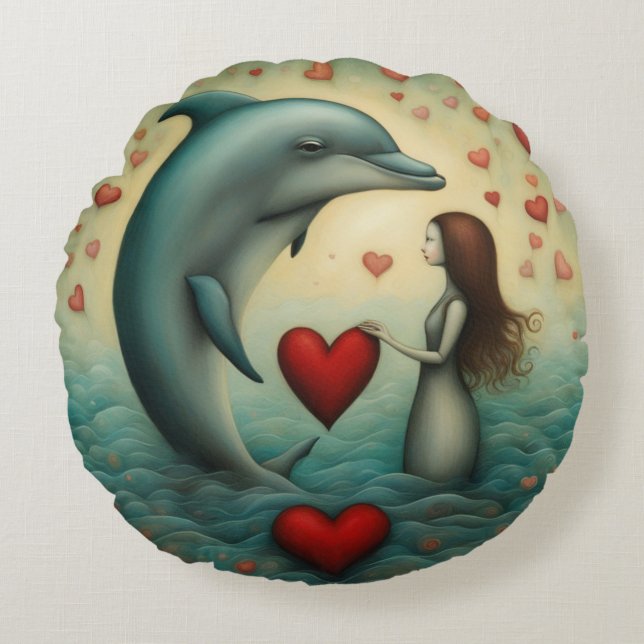 Coussins Ronds Dolphin Love 1 (Devant)