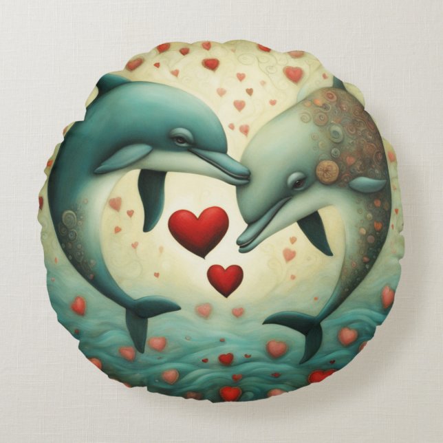 Coussins Ronds Dolphin Love 2 (Devant)
