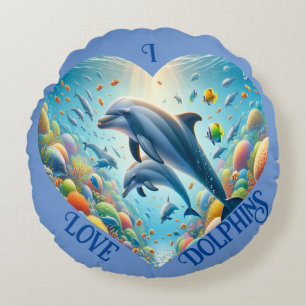 Coussins Ronds Dolphin Love personnalisable