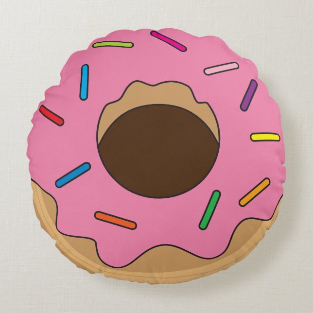 Coussins Ronds Donut rose/chocolat double face (Devant)