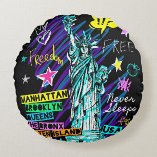 Coussins Ronds Doodle de New York