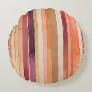 Coussins Ronds Doré, bordeaux, rouge, orange et violet rayures