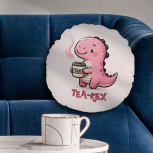 Coussins Ronds Douce Thé-Rex - Pun animal personnalisable