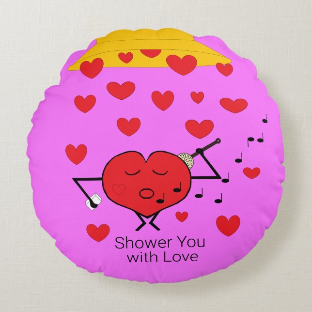 Coussins Ronds Douche des Coeurs Fuchsia (Devant)
