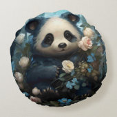 Coussins Ronds Doux Ours De Panda Chez Les Roses De La Jungle (Dos)