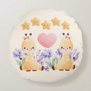 Coussins Ronds Doux petit duo girafe oreiller rond