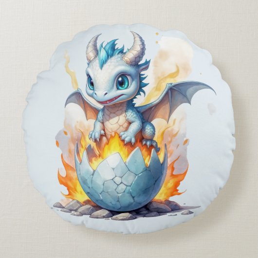 Coussins Ronds Dragon Bleu Fantaisiste Frostfire (Devant)