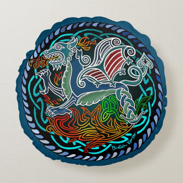 Coussins Ronds Dragon celtique (Devant)