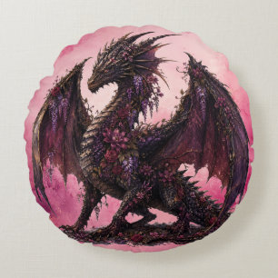 Coussins Ronds Dragon Fleur Dragon Fantastique Botanique