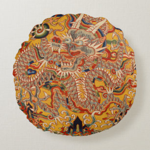 Coussins Ronds Dragon Oriental Chinois Ancien