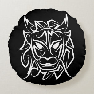 Coussins Ronds Dragon tribal noir et blanc