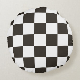 Coussins Ronds Drapeau À damiers (noir et blanc) (Motif du vérifi