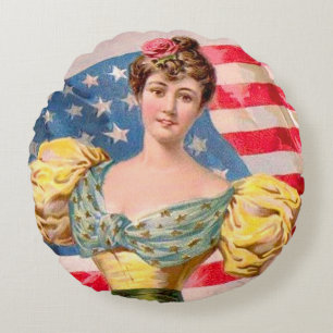 Coussins Ronds Drapeau américain Lady Liberty Independence