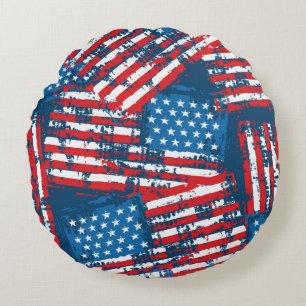 Coussins Ronds Drapeau américain peint Motif