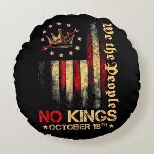 Coussins Ronds Drapeau américain vintage No Kings America 1776 18