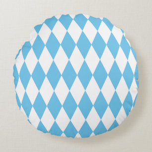Coussins Ronds Drapeau bleu et blanc Bavière Rhombus Motif