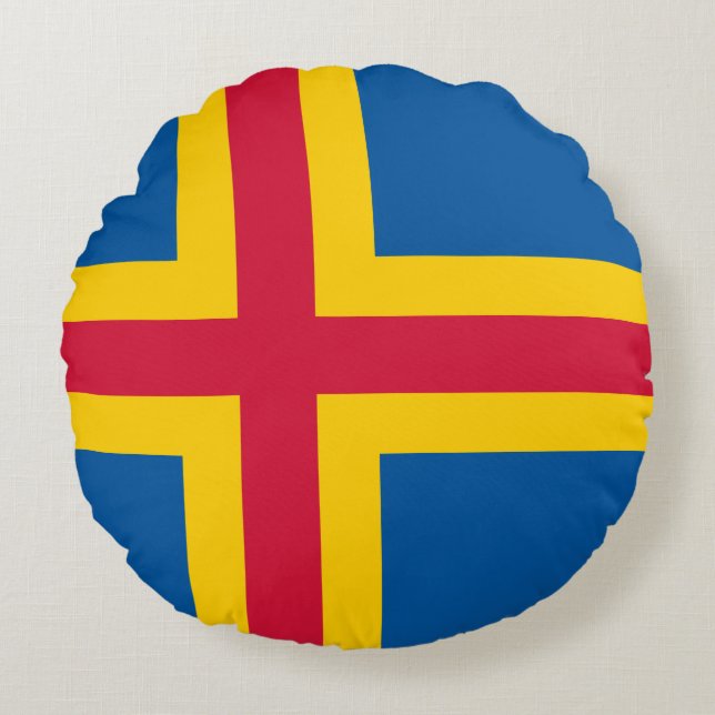 Coussins Ronds Drapeau d'Åland (Devant)