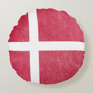 Coussins Ronds Drapeau Danemark Grunge