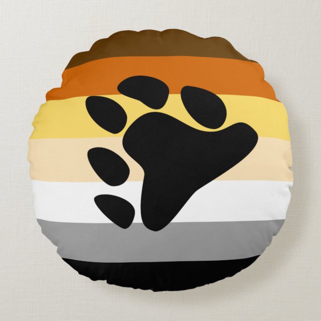 Coussins Ronds Drapeau de fierté de l'ours avec patte (Devant)
