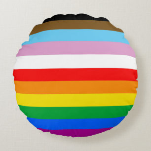 Coussins Ronds Drapeau de la fierté inclusif LGBTQ+