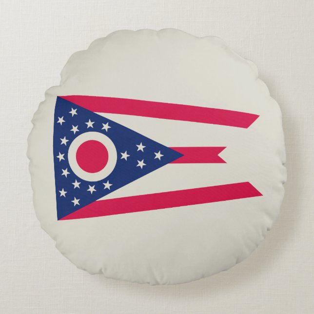 Coussins Ronds Drapeau de l'Ohio : La Bannière de l'État du Bucke (Devant)