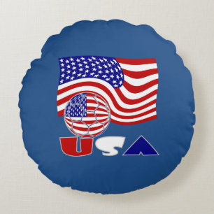 Coussins Ronds Drapeau des États-Unis USA Balle de football Fond