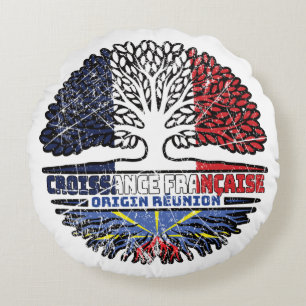 Coussins Ronds Drapeau des racines d'arbres de la Réunion