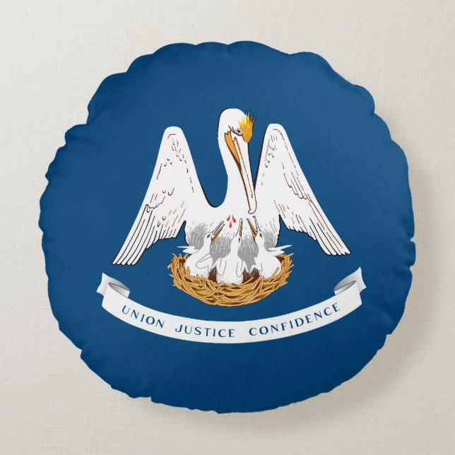 Coussins Ronds Drapeau d'État de Louisiane (Devant)