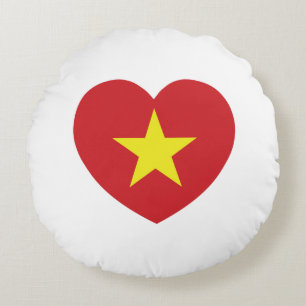 Coussins Ronds Drapeau du cœur du Vietnam