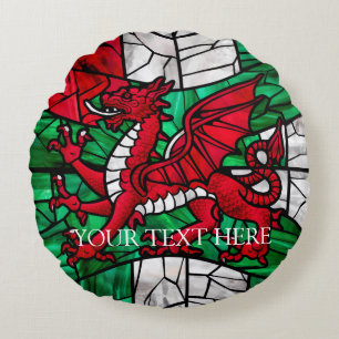 Coussins Ronds Drapeau du dragon rouge gallois