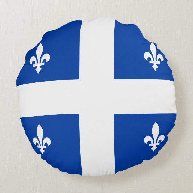 Coussins Ronds Drapeau du Québec (Dos)