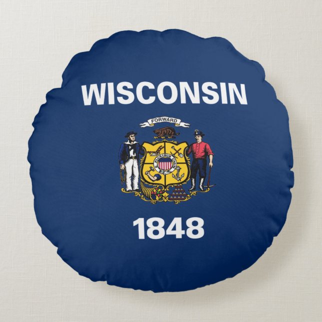 Coussins Ronds Drapeau du Wisconsin (Devant)