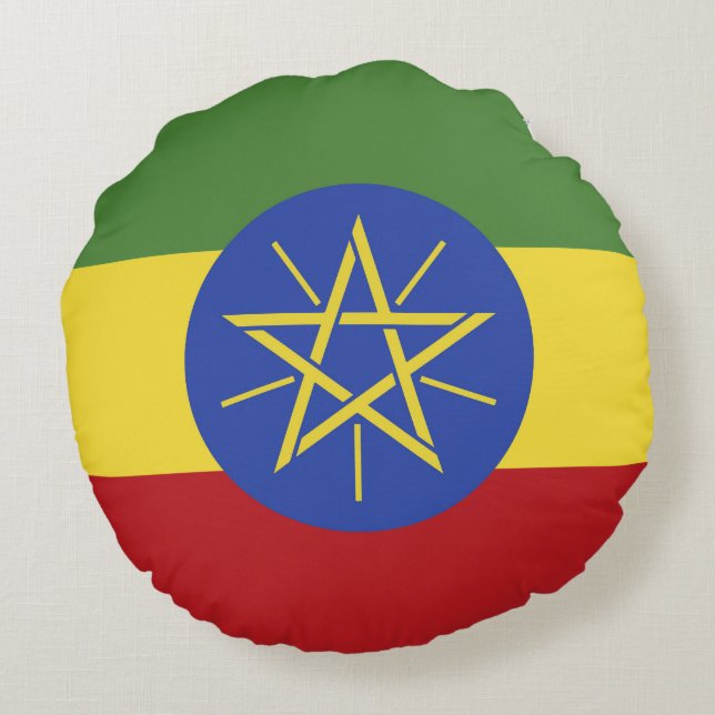 Coussins Ronds Drapeau éthiopien (Dos)