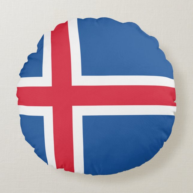 Coussins Ronds Drapeau Islande (Devant)