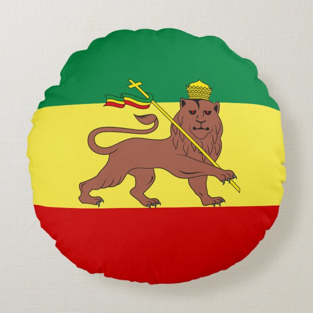 Coussins Ronds Drapeau rastafarien (Rastafarianisme) (Rasta) (Devant)