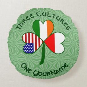 Coussins Ronds Drapeau Shamrock irlandais polonais personnalisé