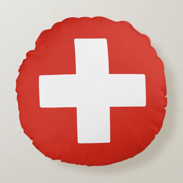 Coussins Ronds Drapeau suisse (Devant)