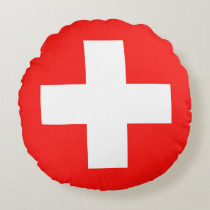Coussins Ronds Drapeau Suisse