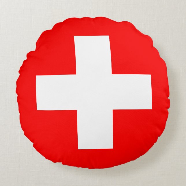 Coussins Ronds Drapeau suisse (Suisse) (Devant)
