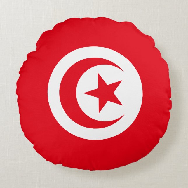 Coussins Ronds Drapeau tunisien (Devant)