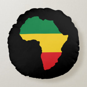 Coussins Ronds Drapeau vert, or et Afrique rouge