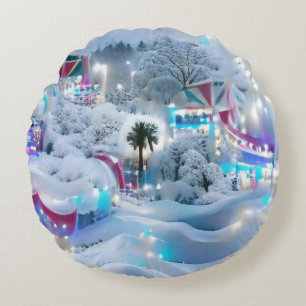 Coussins Ronds Dreamy Winter Wonderland Lumières